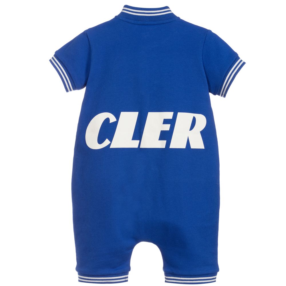 Baby Boys Blue Logo Cotton Babysuit