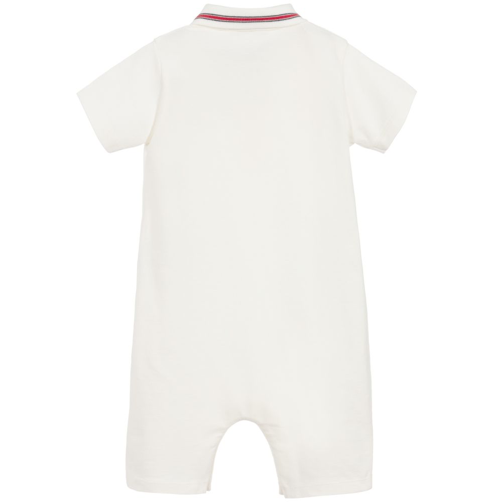 Baby Boys White Cotton Babysuit