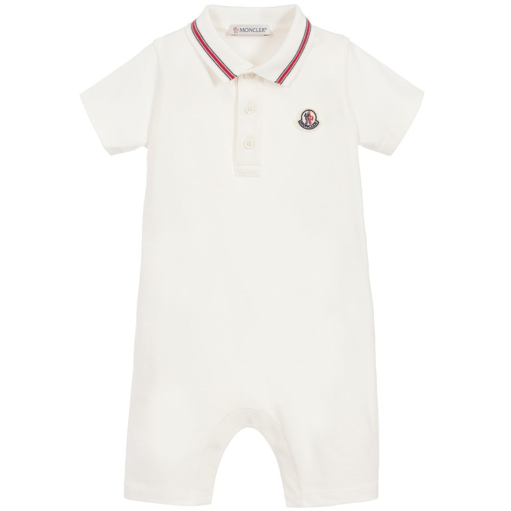 Baby Boys White Cotton Babysuit