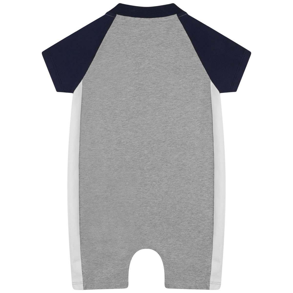 Baby Boys Grey Cotton Babysuit