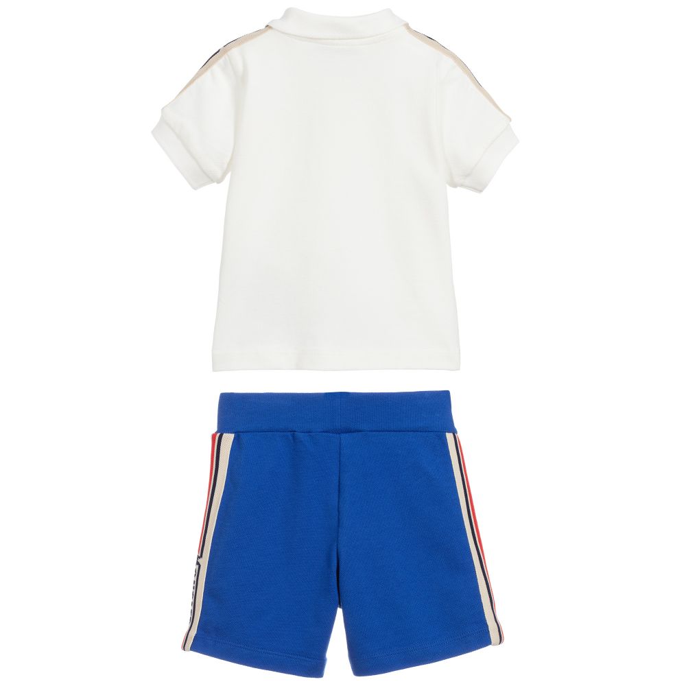 Baby Boys White & Blue Cotton Set