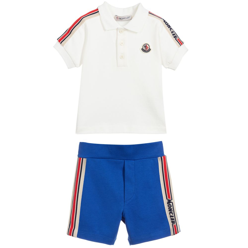 Baby Boys White & Blue Cotton Set