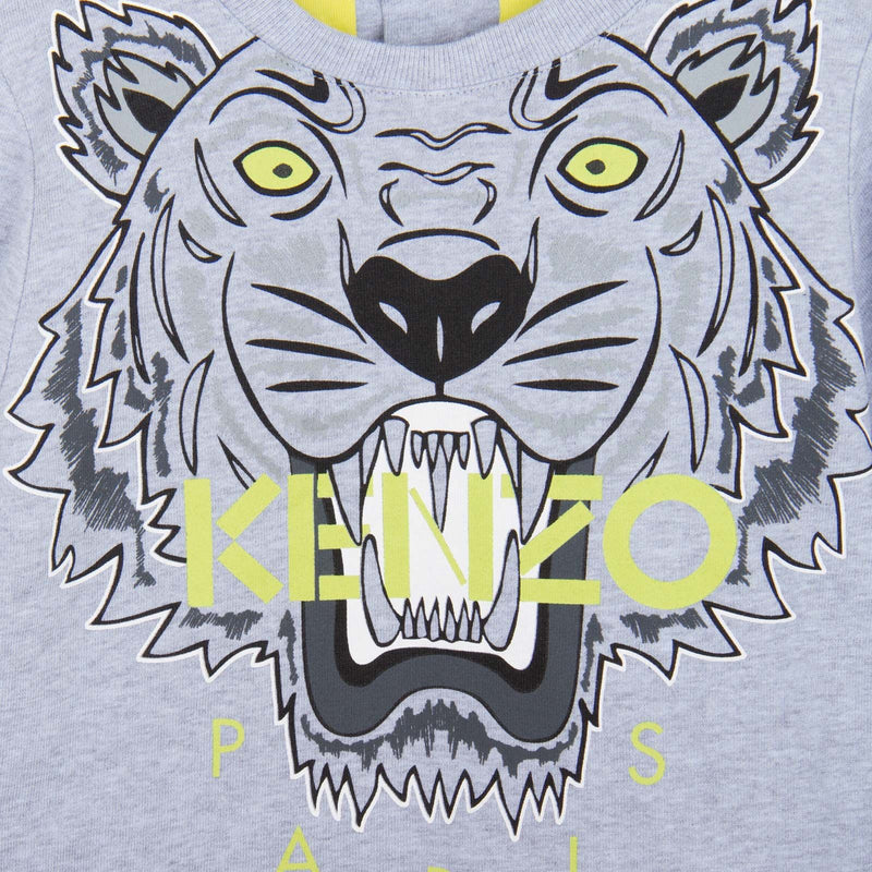 Baby Grey Tiger Embroidered Sweatshirt With Green Lining - CÉMAROSE | Children's Fashion Store - 3