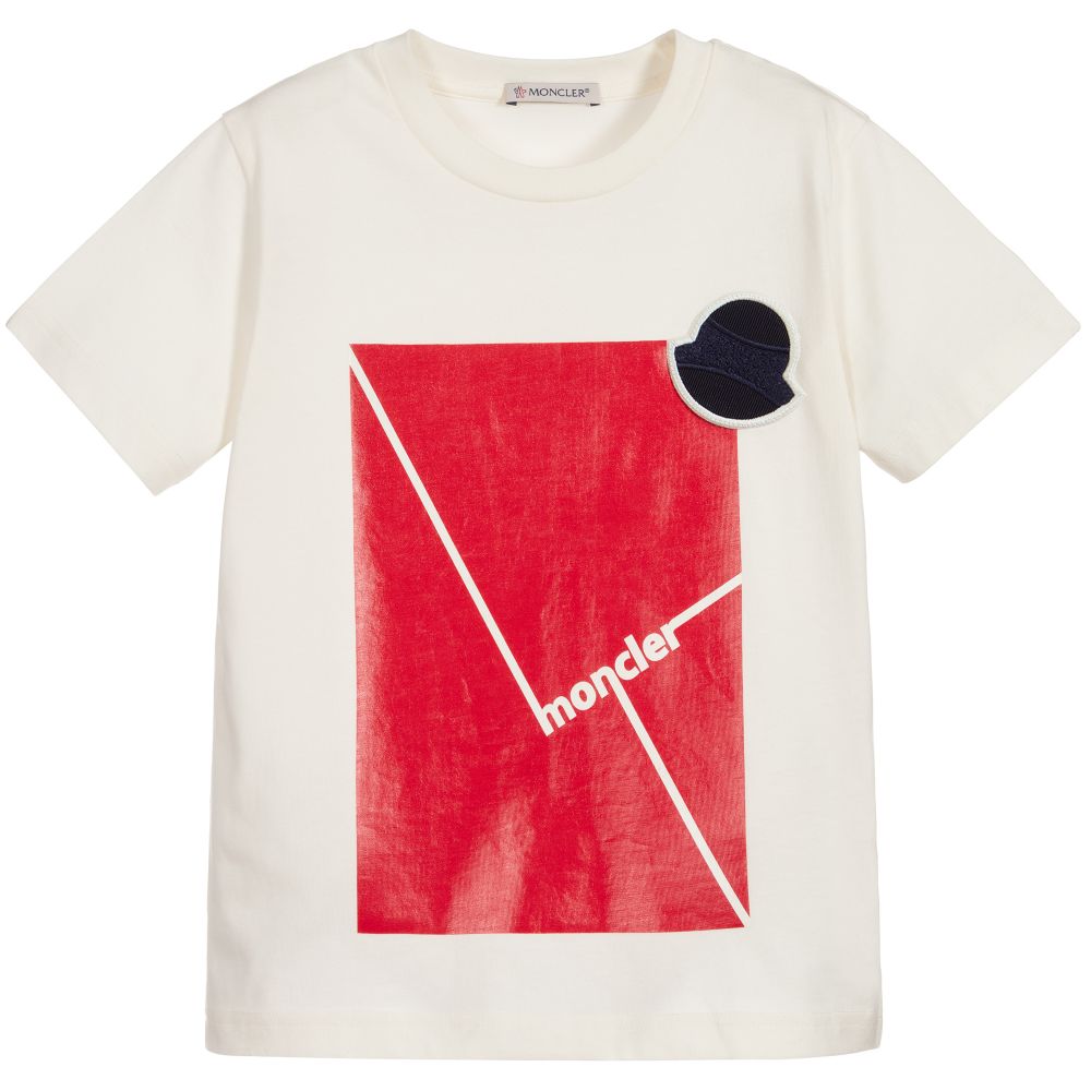 Boys White Logo Cotton T-shirt