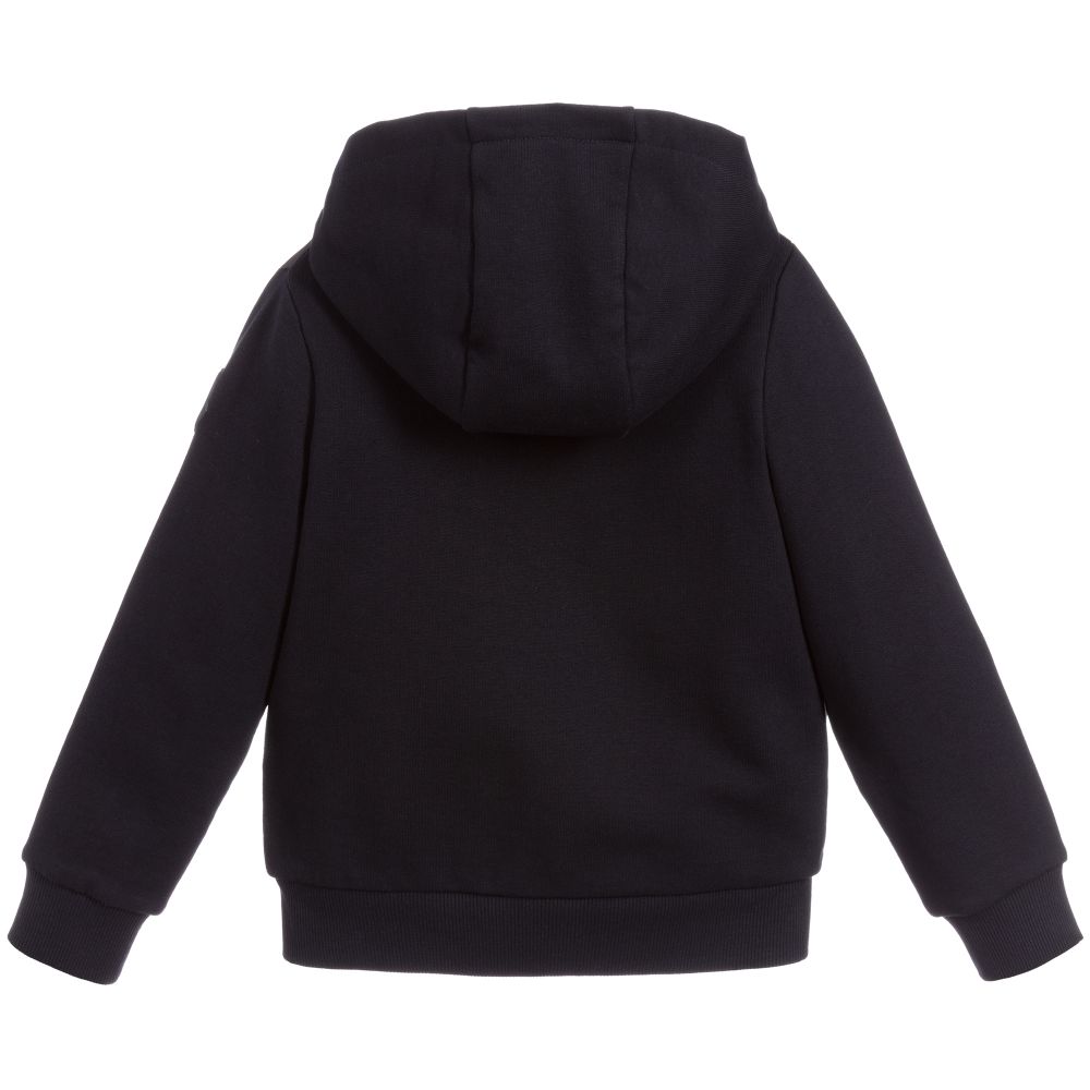 Boys Navy Hooded Zip-up Top