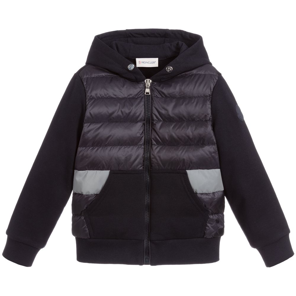 Boys Navy Hooded Zip-up Top