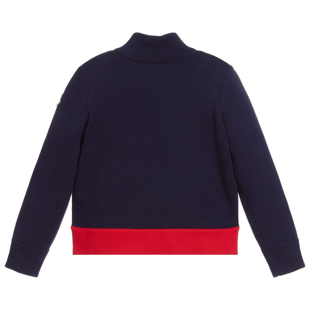 Boys Navy Knit Zip-Up Cardigan