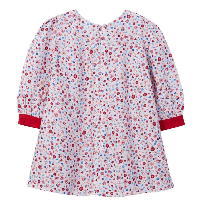 Baby Girls Pink Ditsy Floral Dress With Red Cuffs - CÉMAROSE | Children's Fashion Store - 2