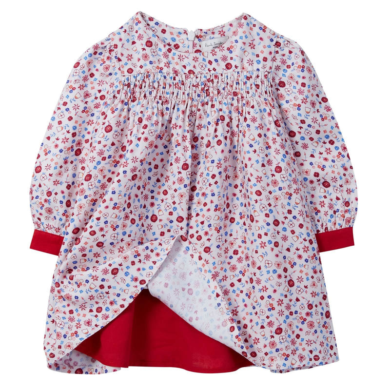 Baby Girls Pink Ditsy Floral Dress With Red Cuffs - CÉMAROSE | Children's Fashion Store - 3