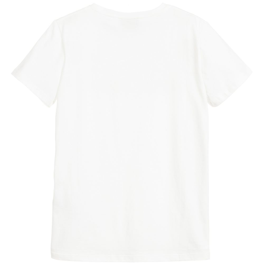 Boys White Logo Cotton T-shirt