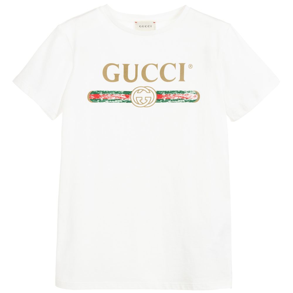 Boys White Logo Cotton T-shirt