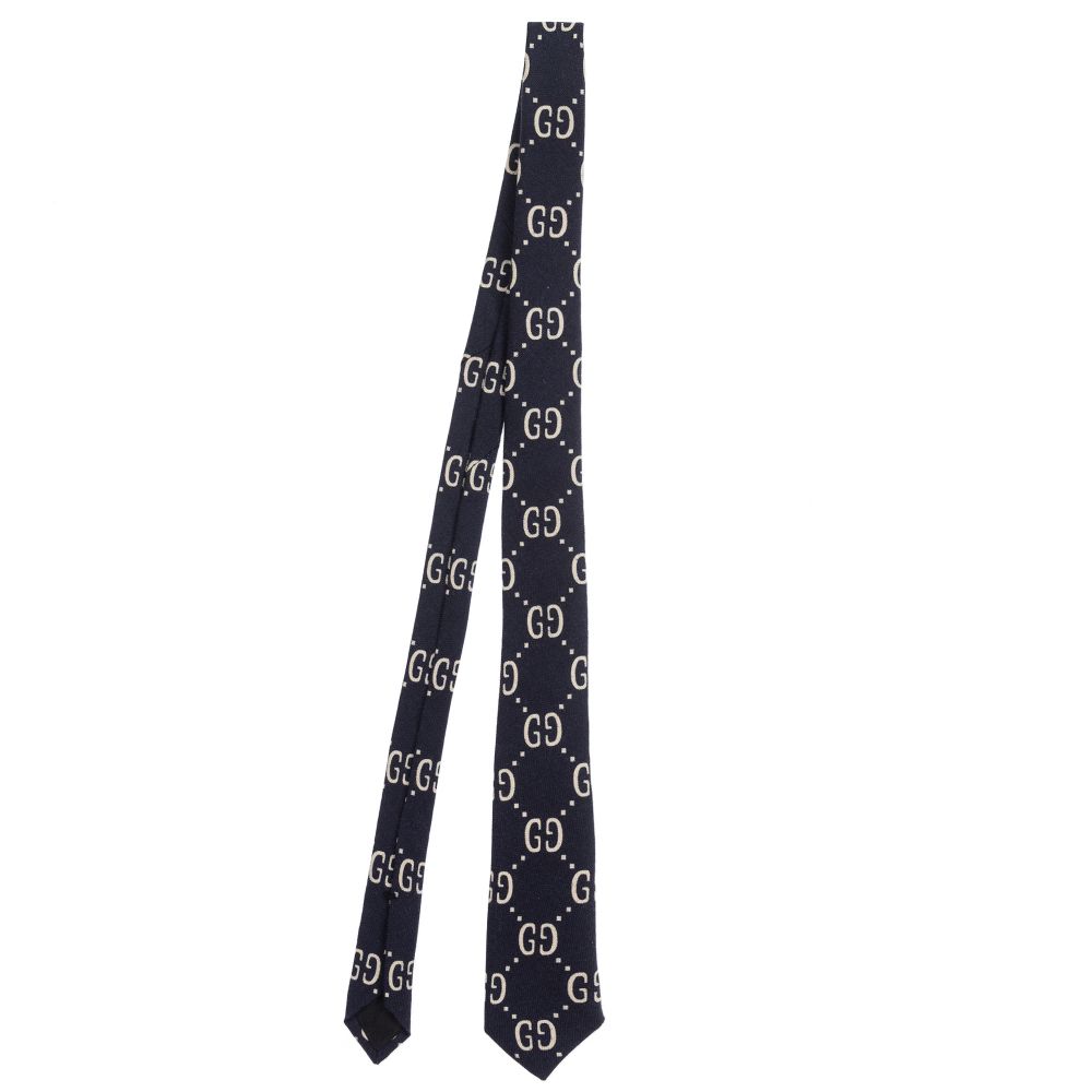 Boys Blue & Ivory GG Wool Tie