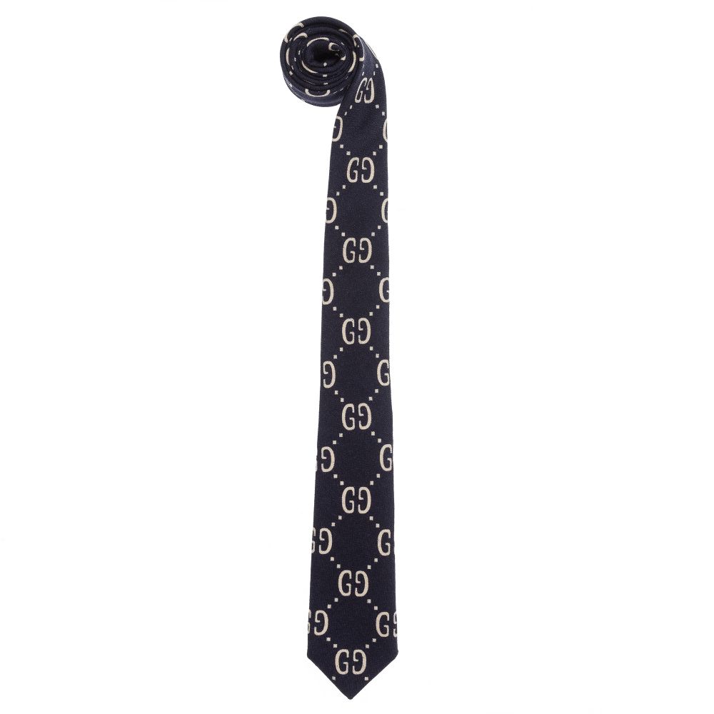 Boys Blue & Ivory GG Wool Tie