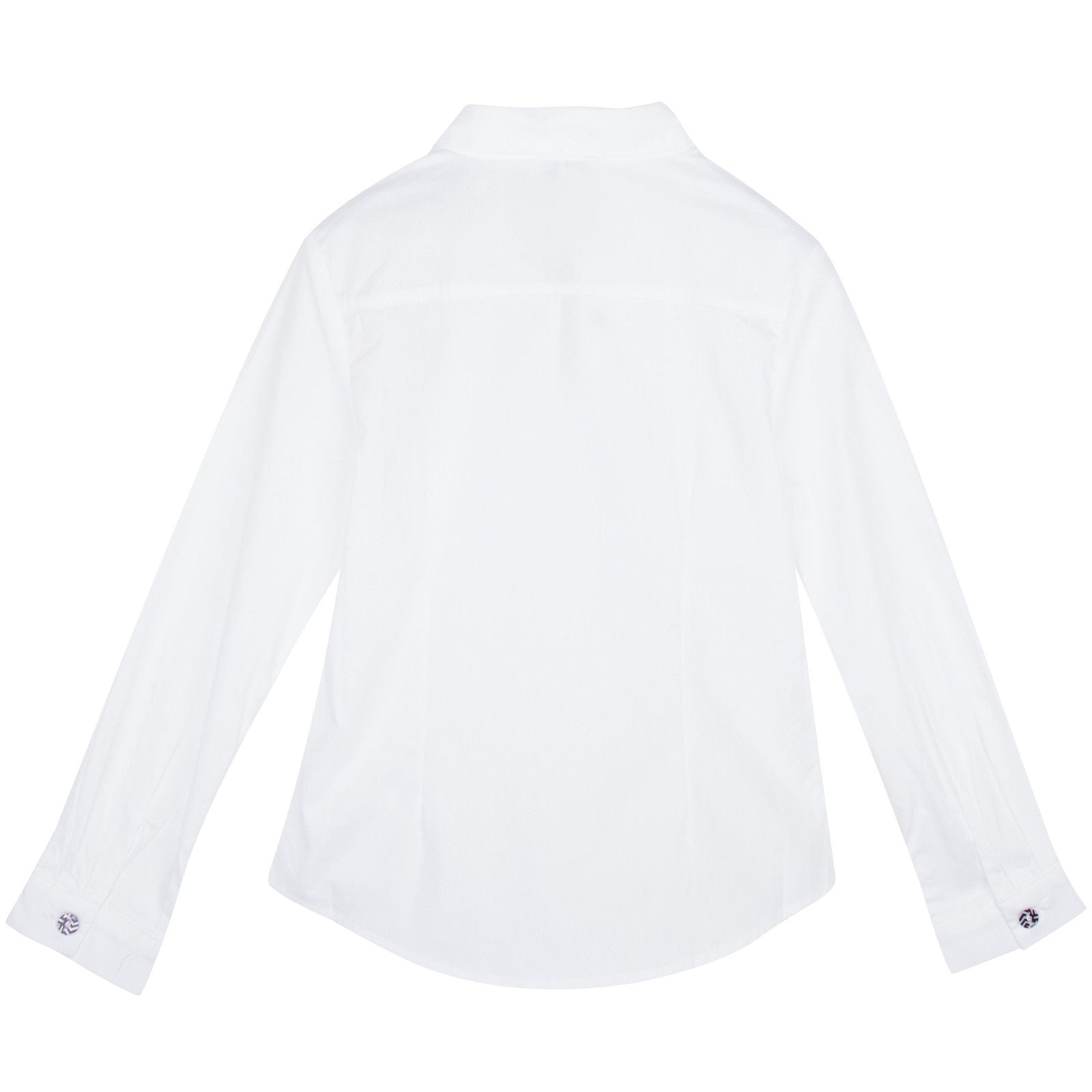 Girls White Cotton Blouse With Black&White Cube Print Buttons - CÉMAROSE | Children's Fashion Store - 2