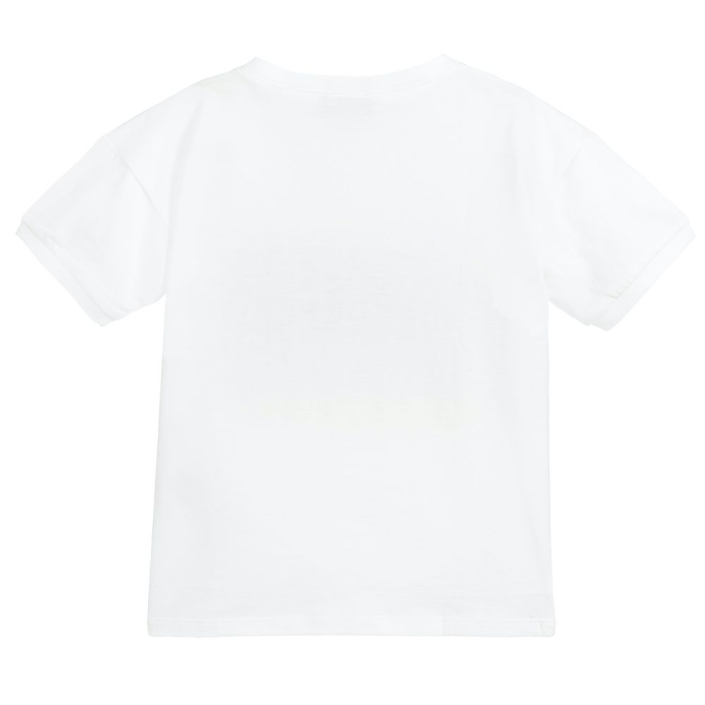 Boys White Logo Cotton T-shirt