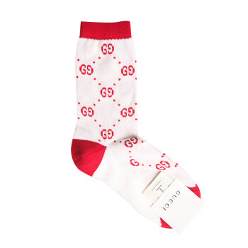 Girls White & Red Cotton Socks