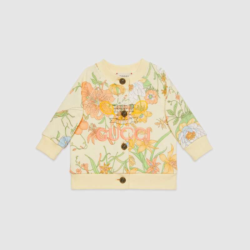 Baby Girls Beige Printed Logo Cardigan