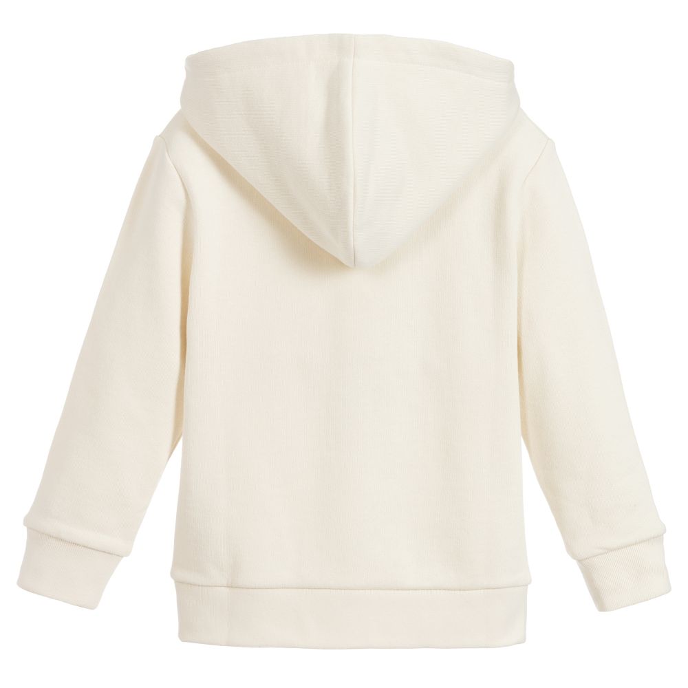 Boys White Hooded Cotton Sweatshirt