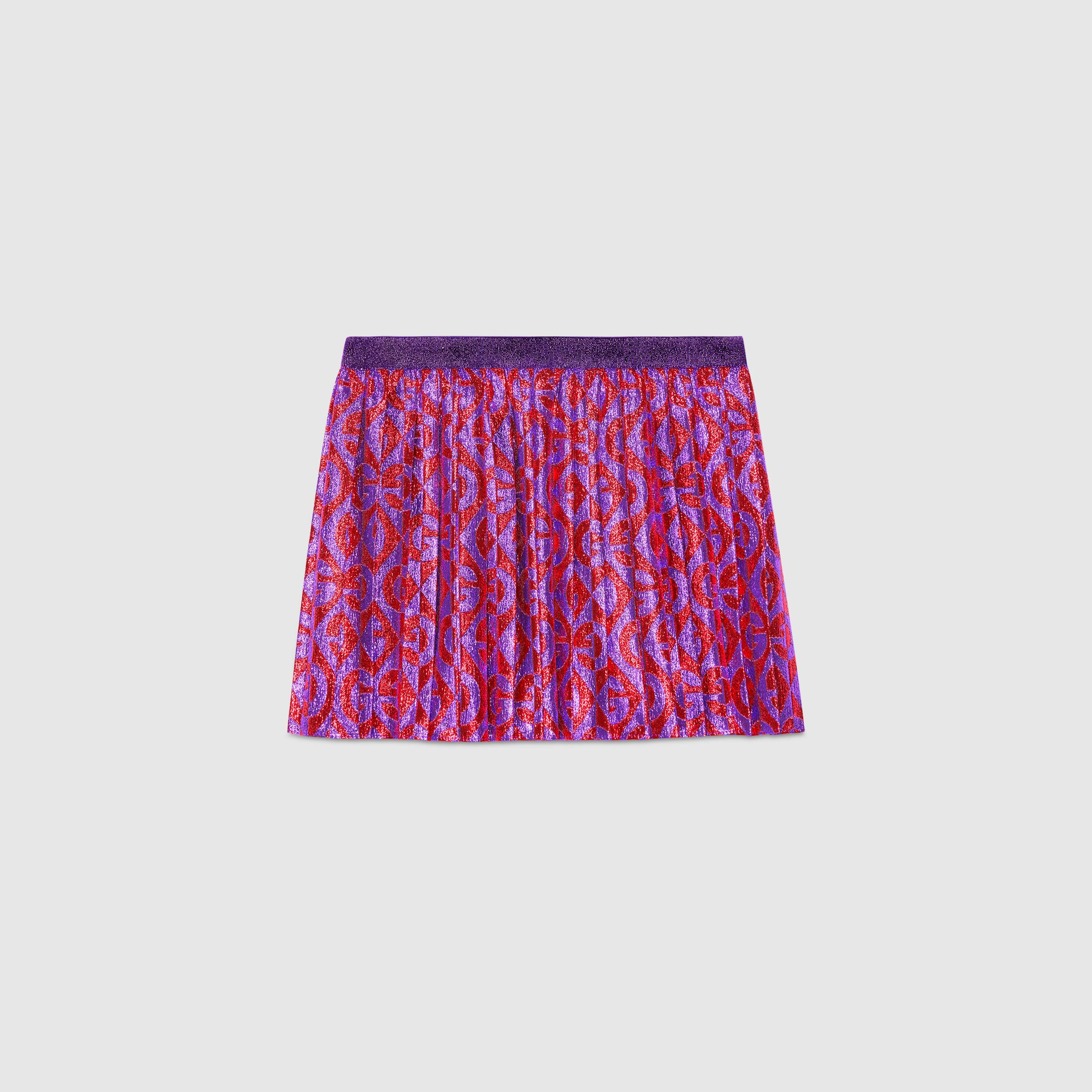 Girls Red & Purple Pleated Skirt