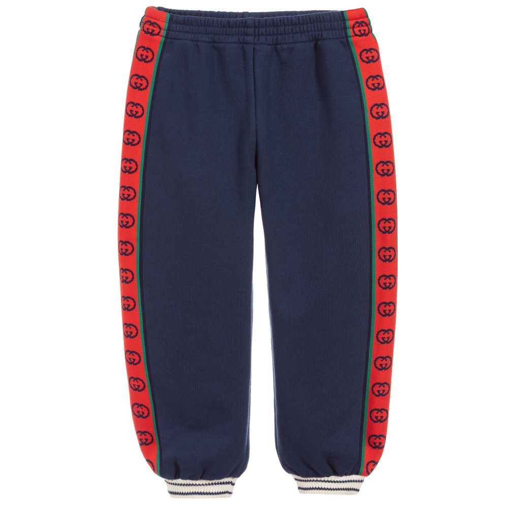 Boys Blue Logo Cotton Trousers