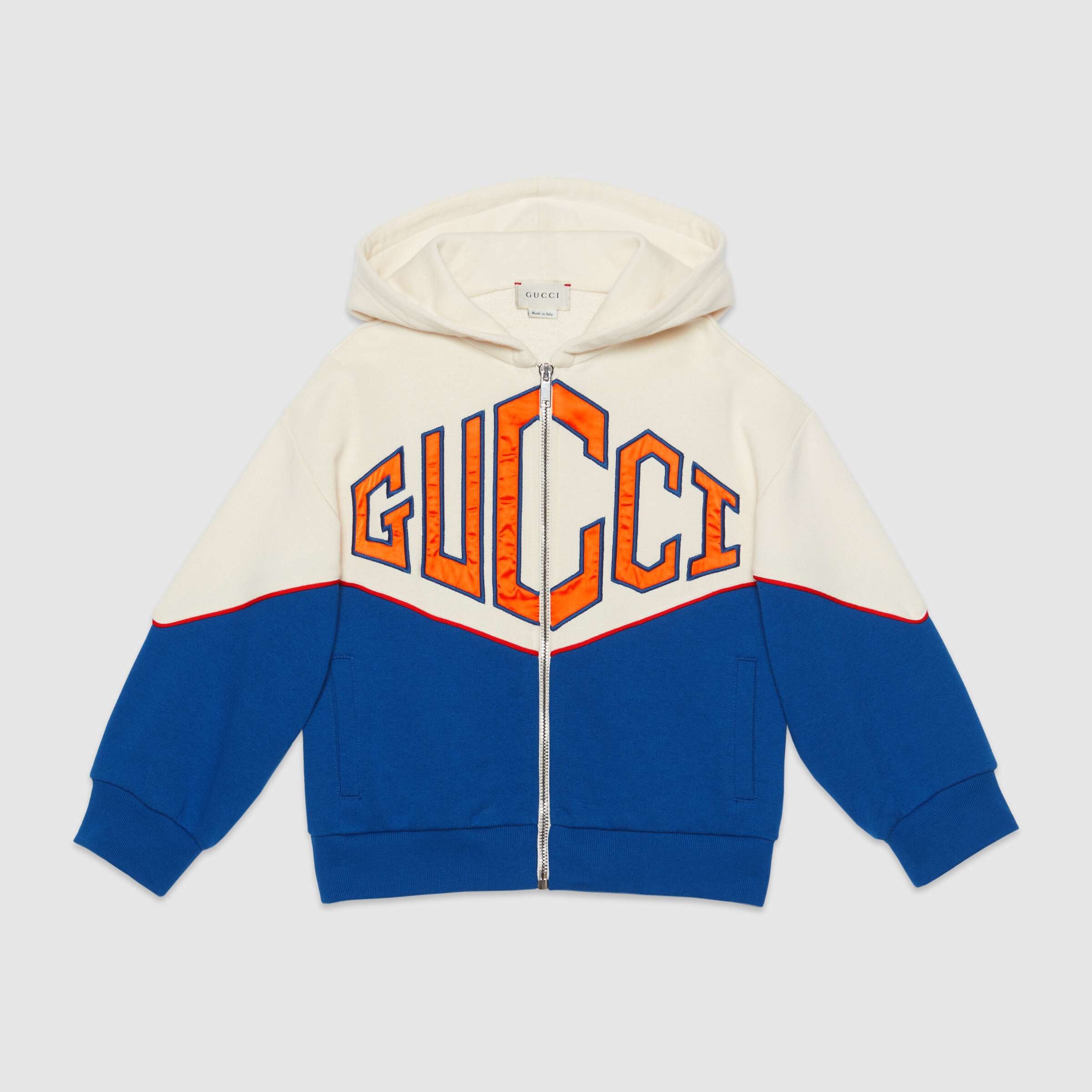 Boys White & Blue Logo Zip-up Top