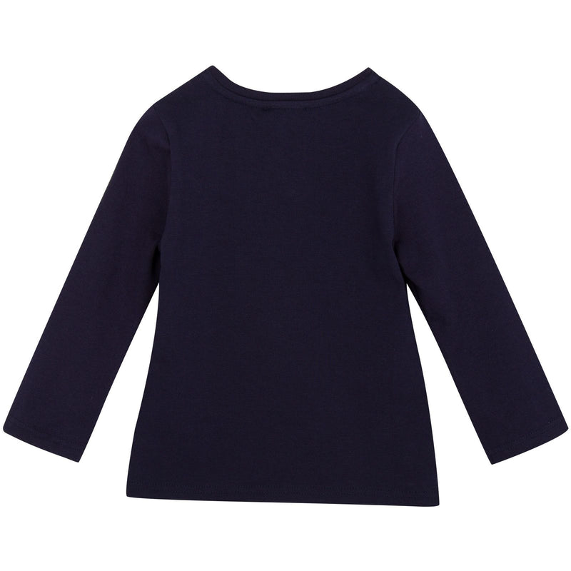 Girls Navy Blue Tiger Embroidered T-Shirt - CÉMAROSE | Children's Fashion Store - 2