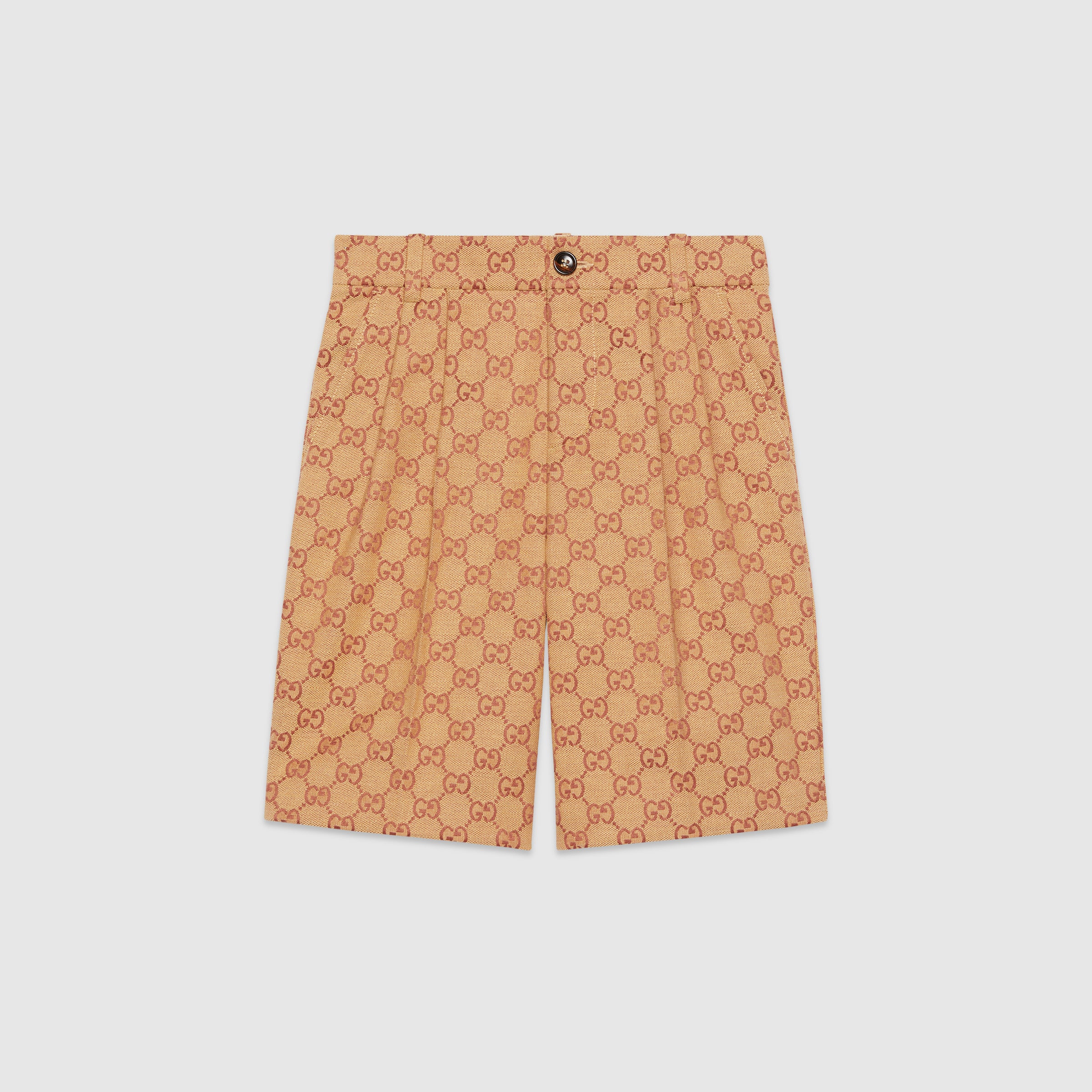 Girls Beige Logo Cotton Shorts