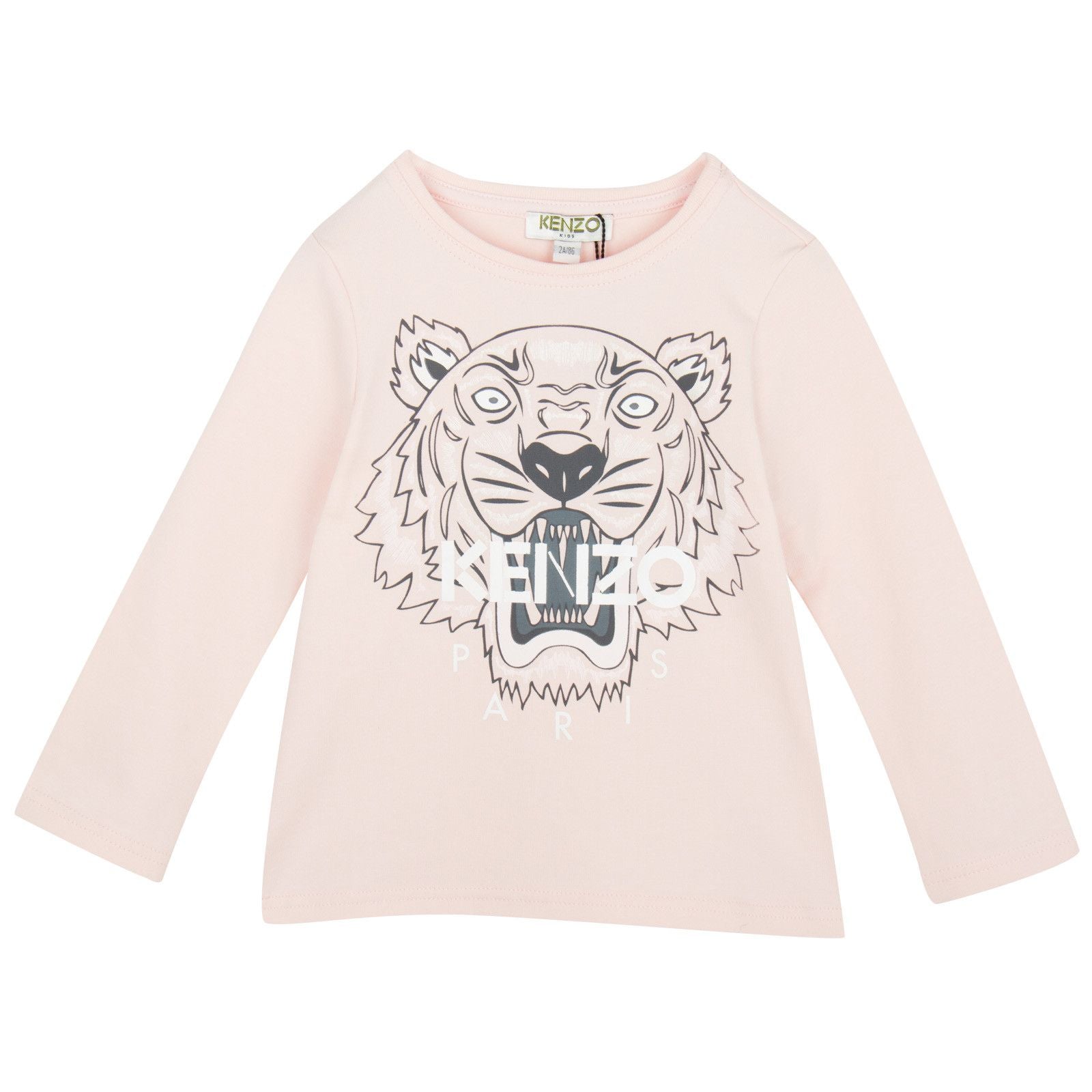 Girls Blush Pink Tiger Embroidered T-Shirt - CÉMAROSE | Children's Fashion Store - 1