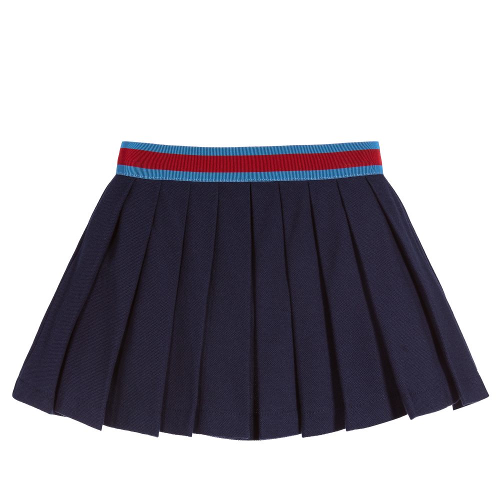 Girls Blue Logo Cotton Skirt