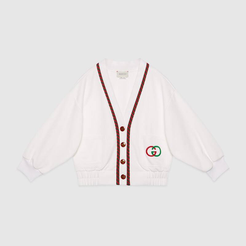 Girls White GG Logo Cardigan