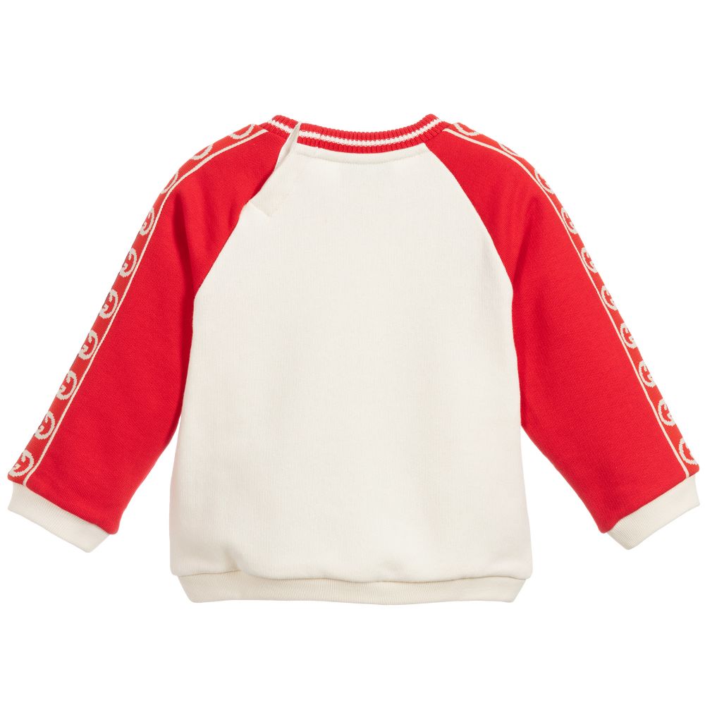 Baby Boys Ivory & Red Cotton Sweatshirt