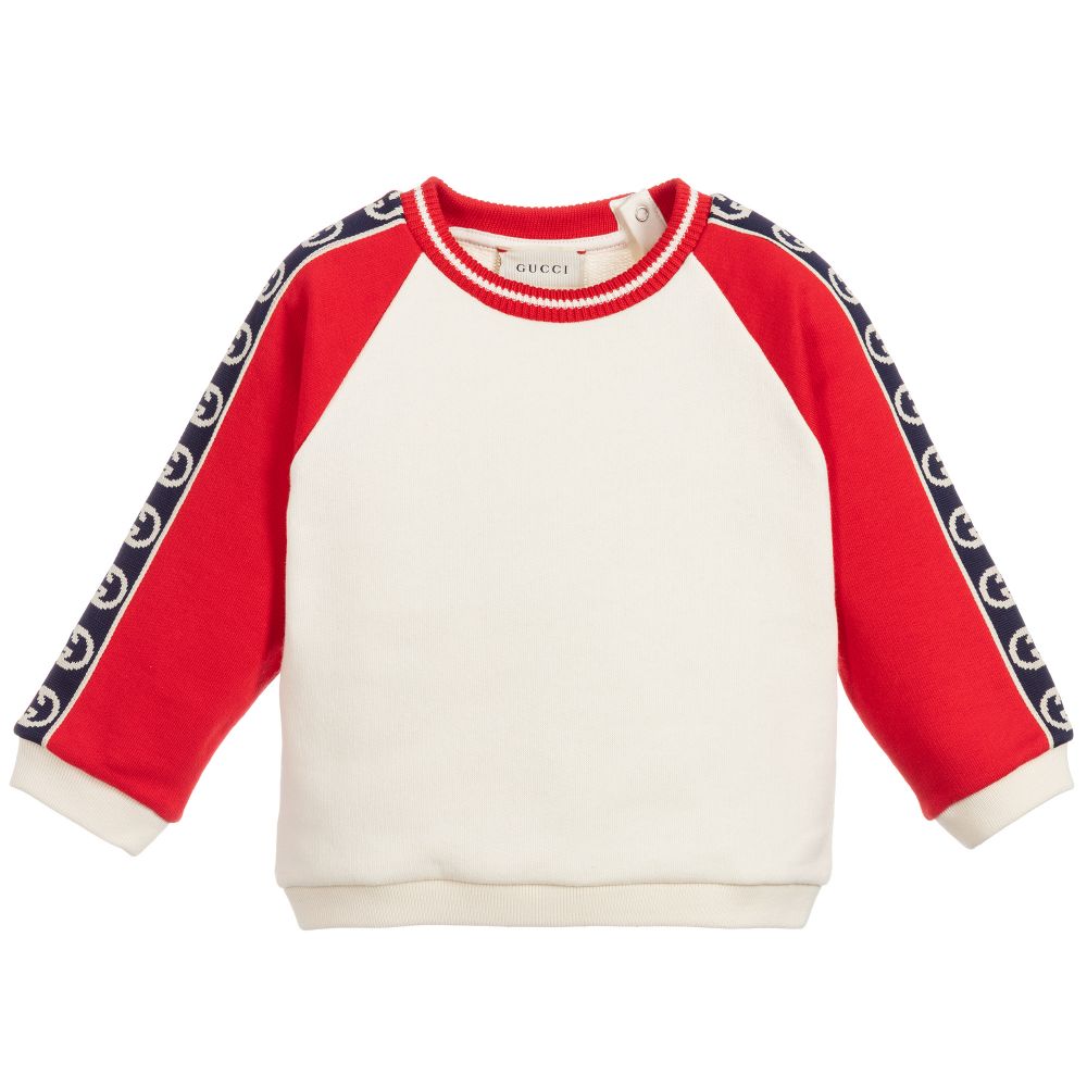 Baby Boys Ivory & Red Cotton Sweatshirt