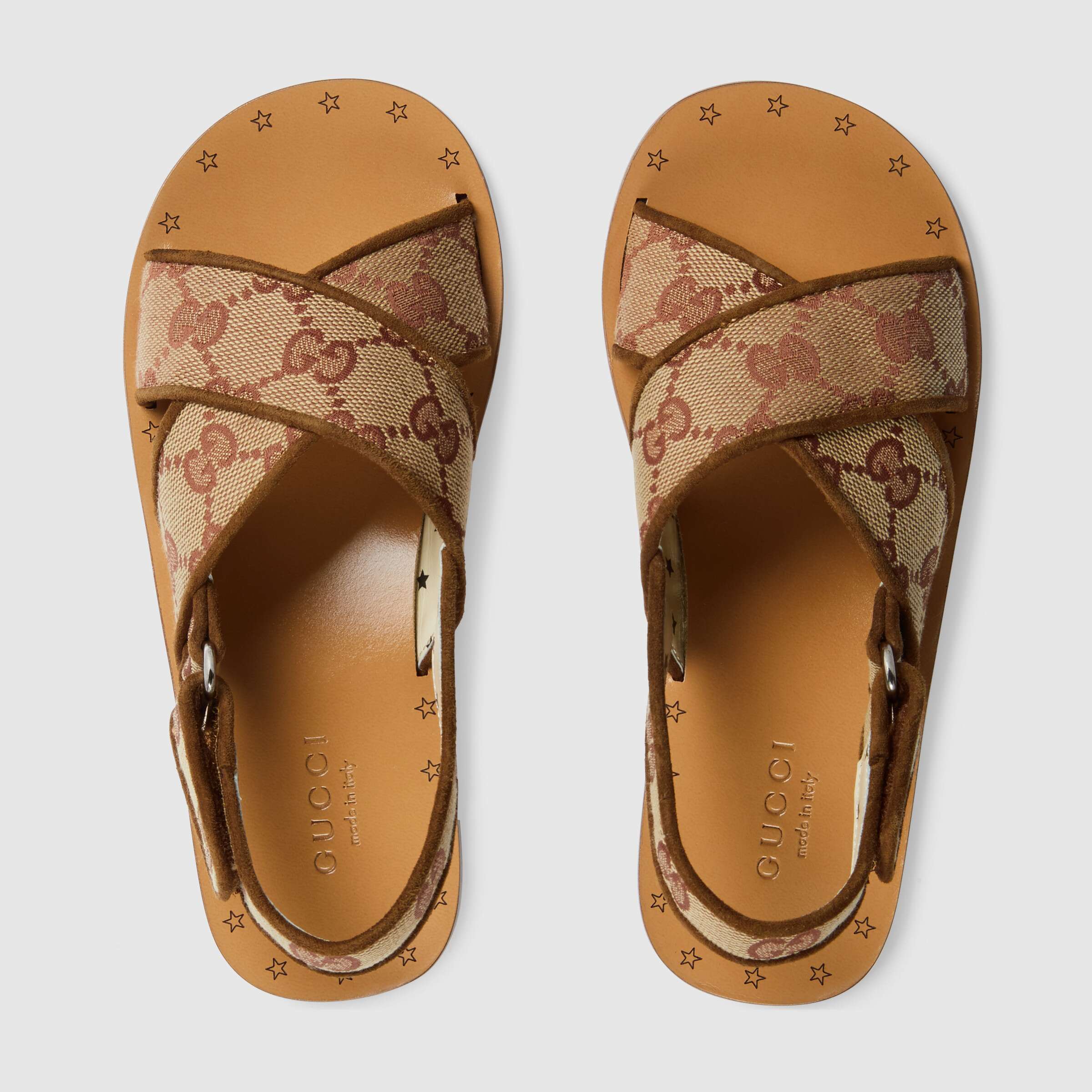 Girls Beige GG Leather Sandals