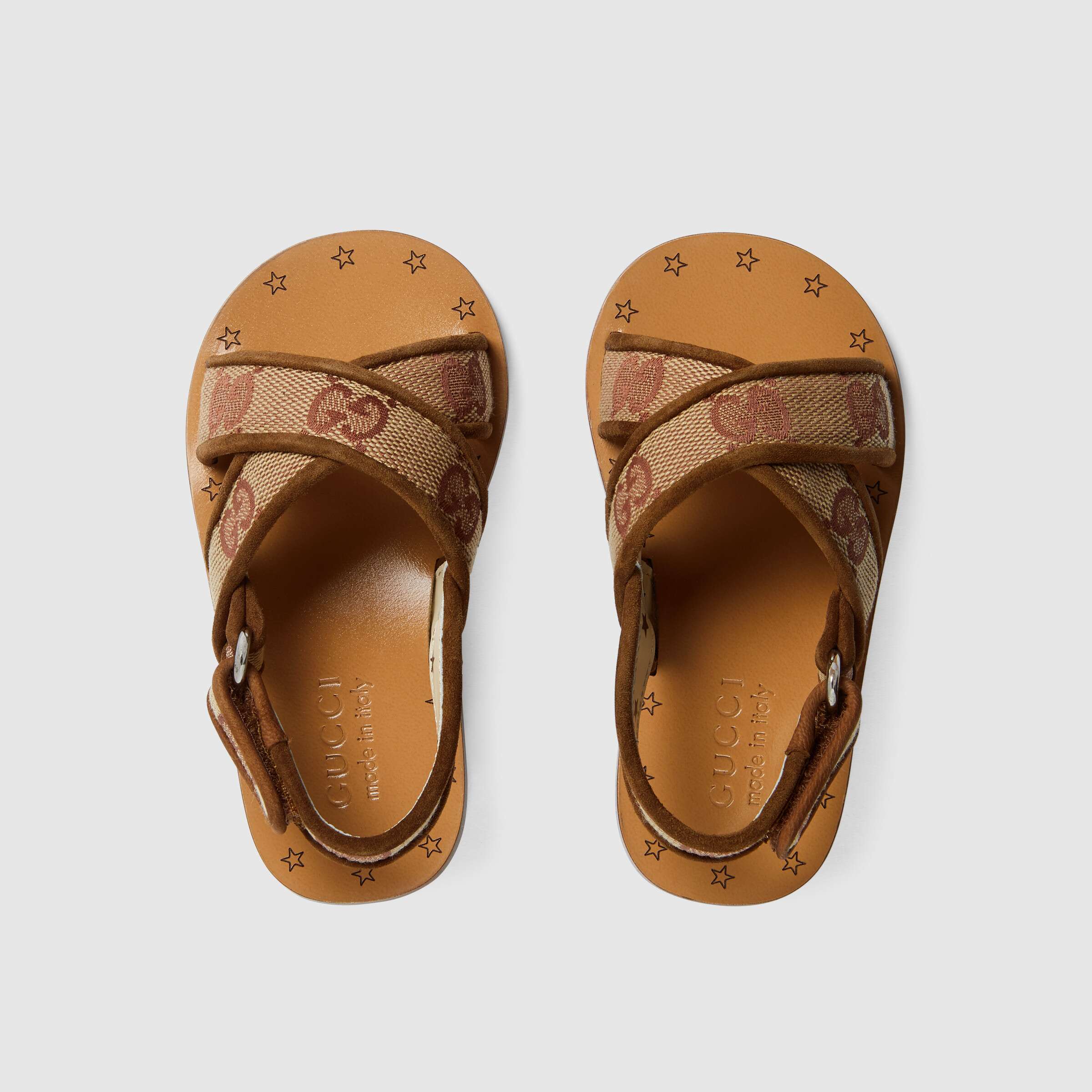 Baby Girls Beige GG Leather Sandals