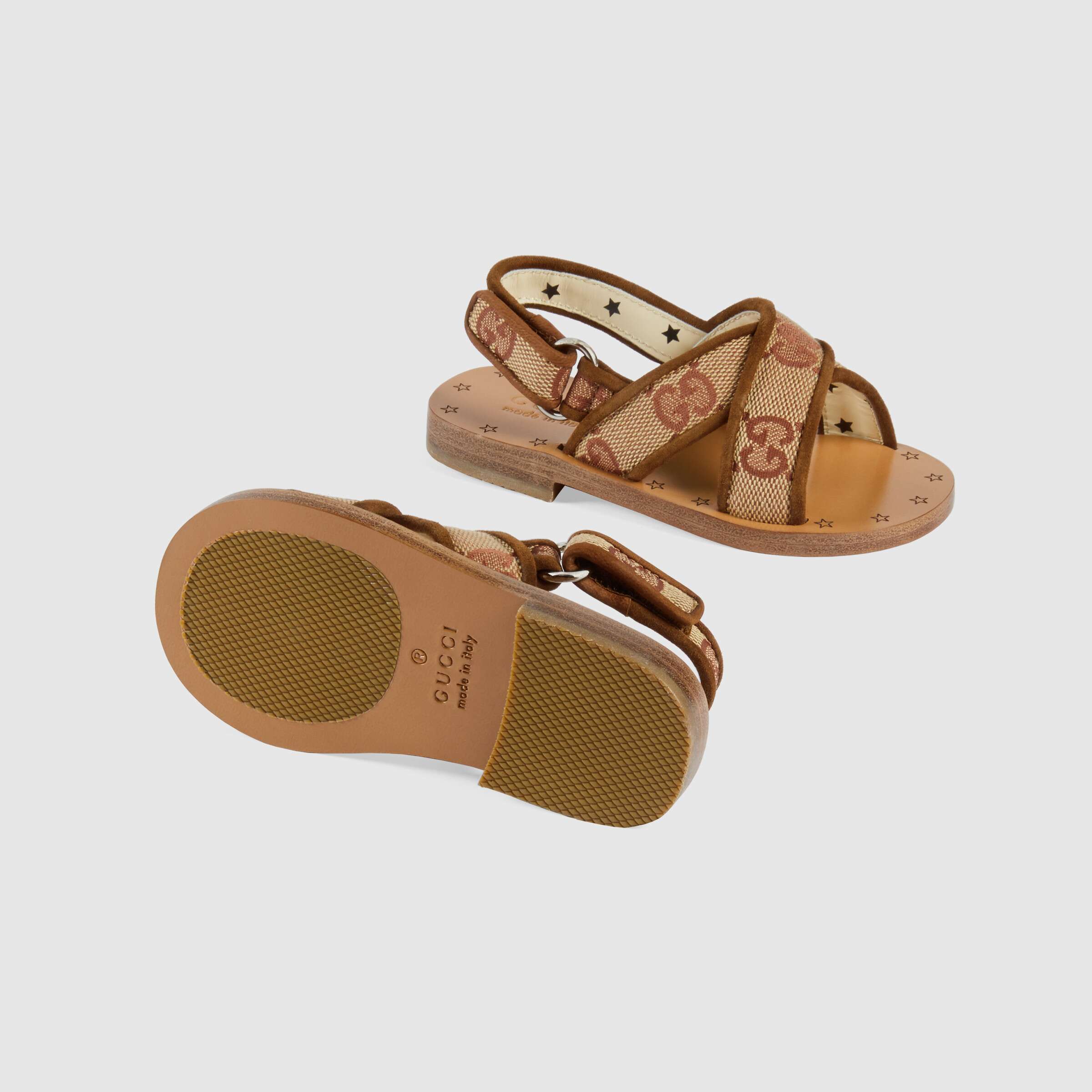 Baby Girls Beige GG Leather Sandals