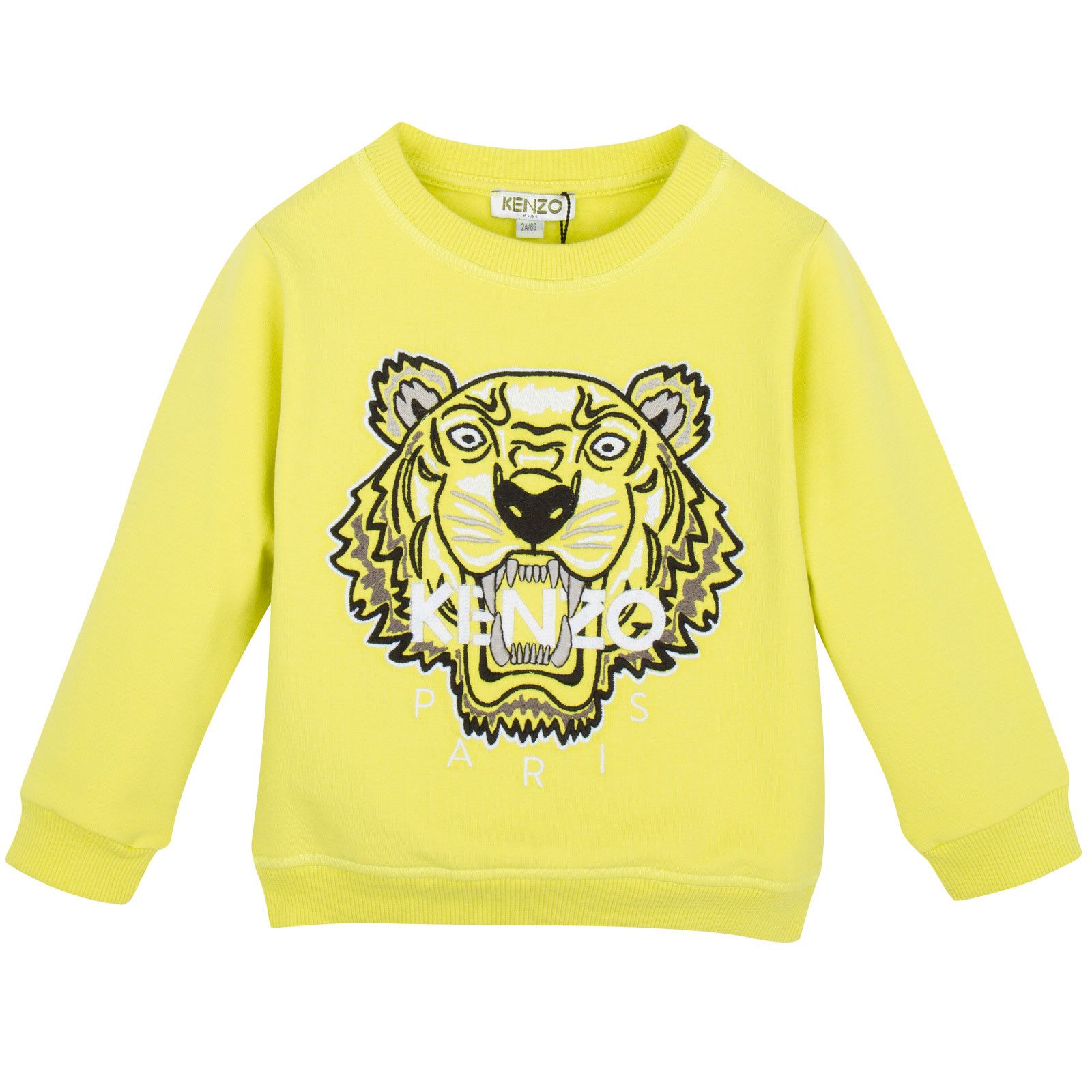 Boys Lime Green Tiger Embroidered Sweatshirt - CÉMAROSE | Children's Fashion Store - 1
