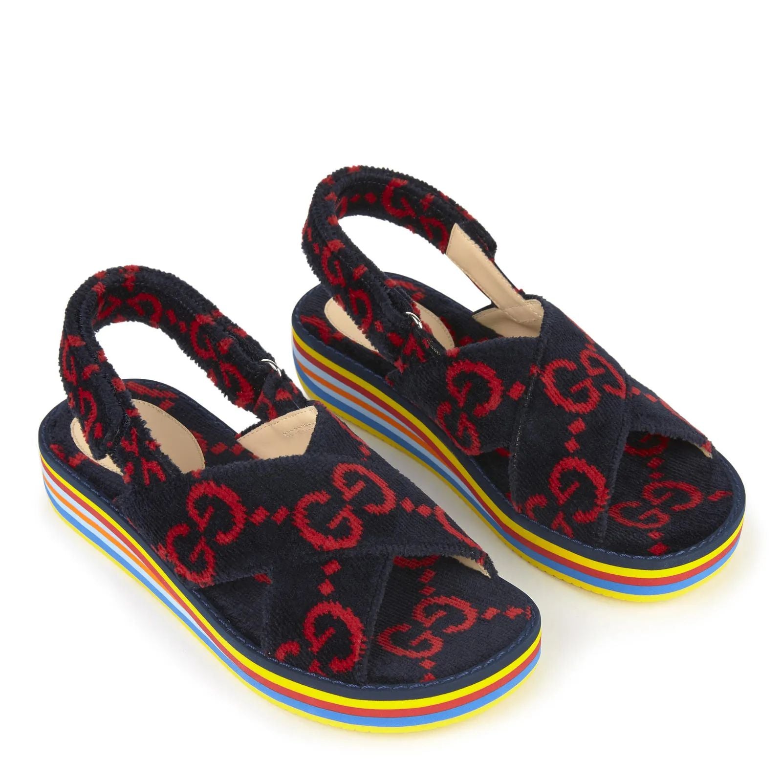 Girls Blue & Red Logo Sandals