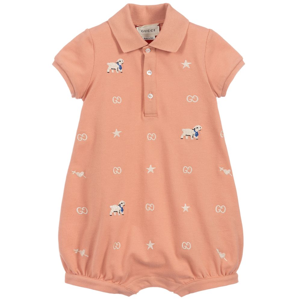 Baby Boys Peach Cotton Babysuit