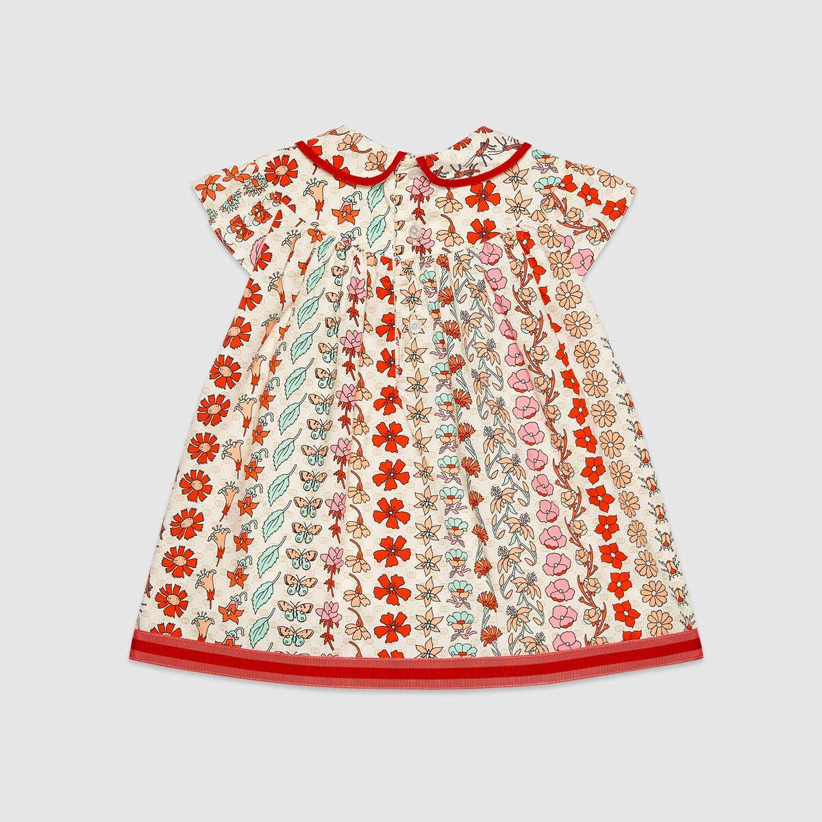 Girls Red Floral Cotton Dress