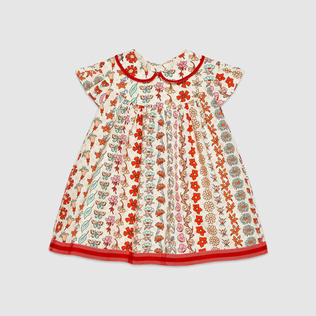 Girls Red Floral Cotton Dress