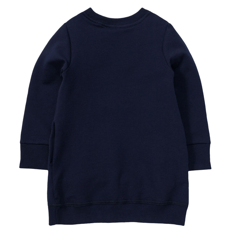 Girls Navy Blue Tiger Embroidered Jersey Sweatshirt Dress - CÉMAROSE | Children's Fashion Store - 2