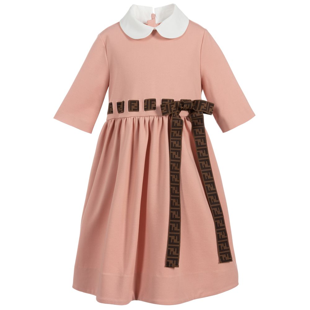 open lace back dress Girls Pink FF Logo Dress