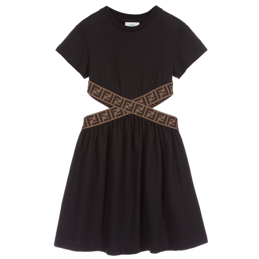 Girls Black FF Logo Dress