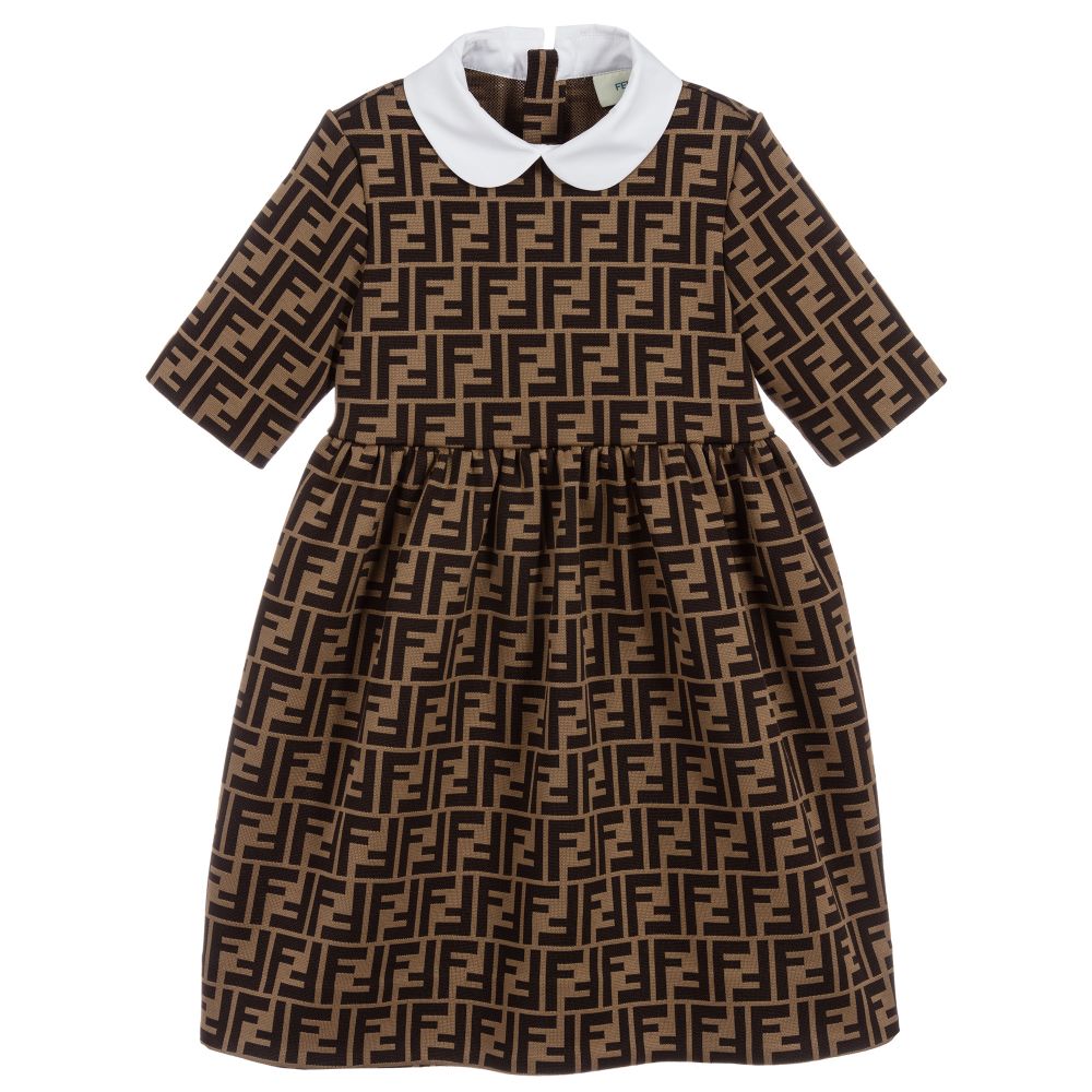 Girls Brown FF Logo Dress