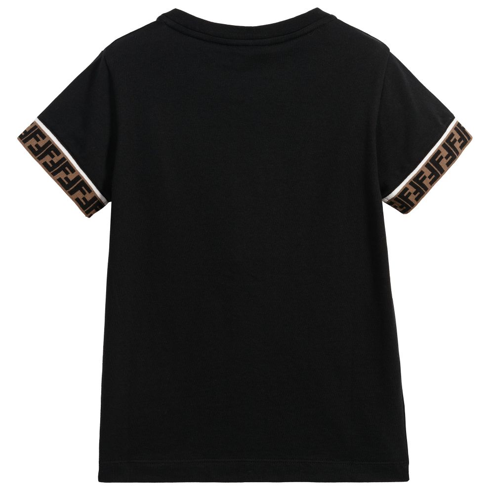 Boys Black FF Logo Cotton T-shirt
