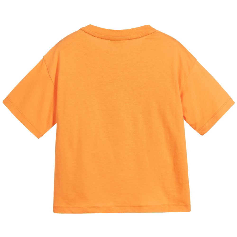 Boys Orange FF Logo Cotton T-shirt