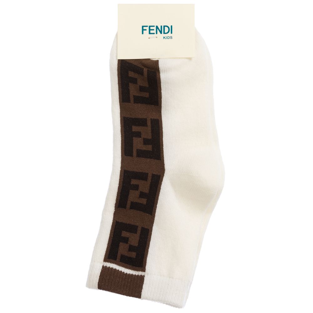 Boys & Girls White Logo Cotton Socks