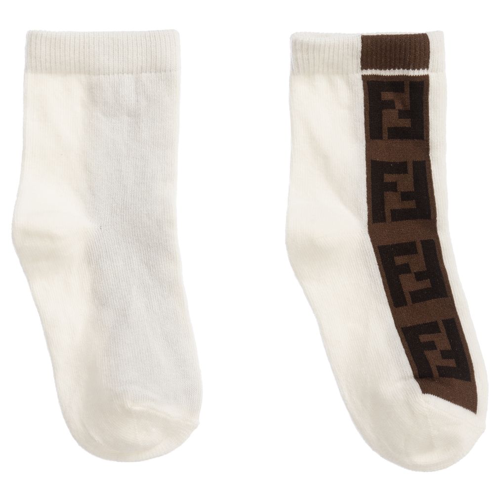 Boys & Girls White Logo Cotton Socks