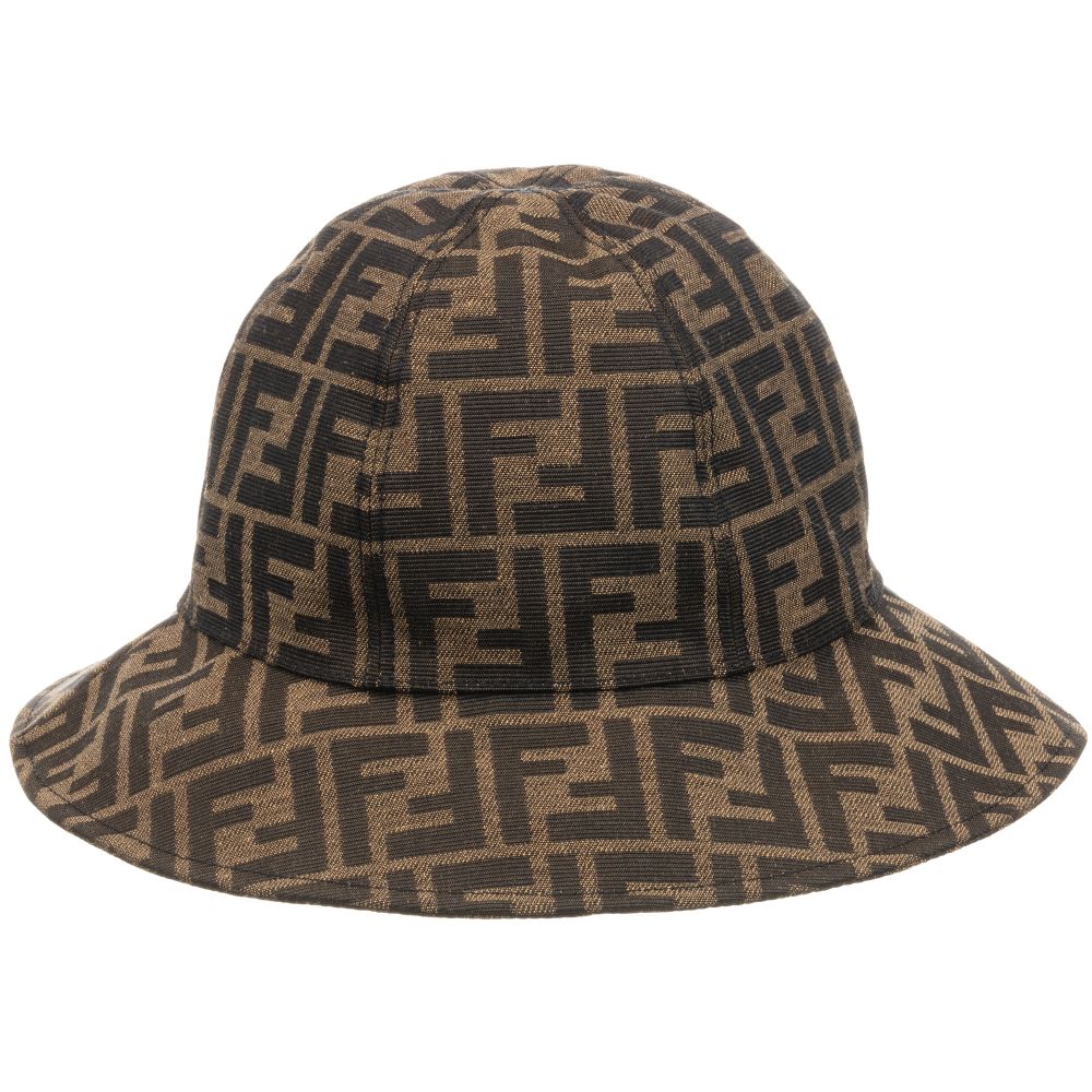 Girls Beige FF Logo Sun Hat