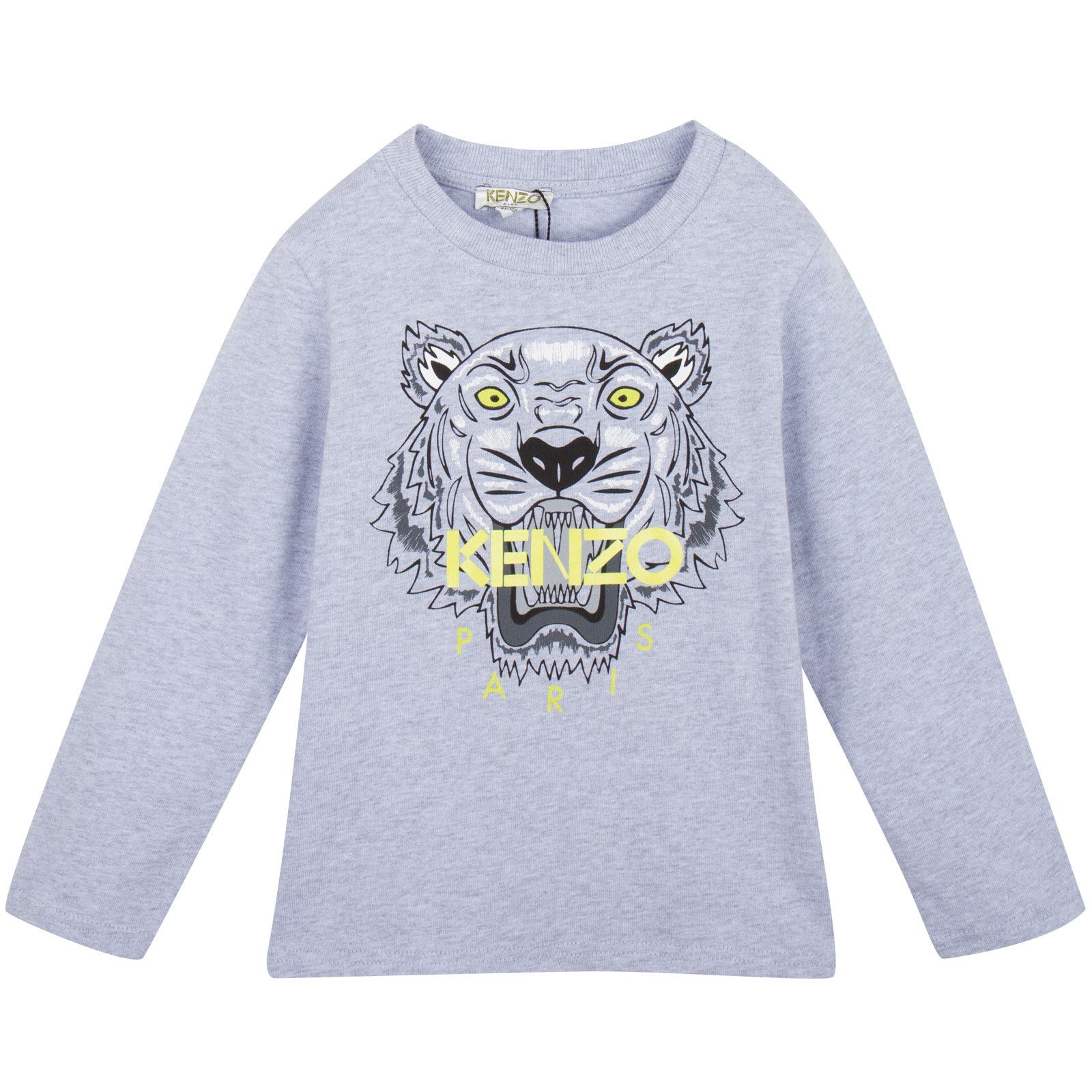 Boys Grey Tiger Embroidered Cotton Jersey T-Shirt - CÉMAROSE | Children's Fashion Store - 1